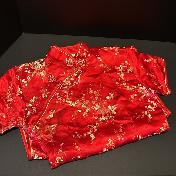 Shunli trading . Made in China  beautiful long red and gold dress. Size 32 . - Picture 8 of 11